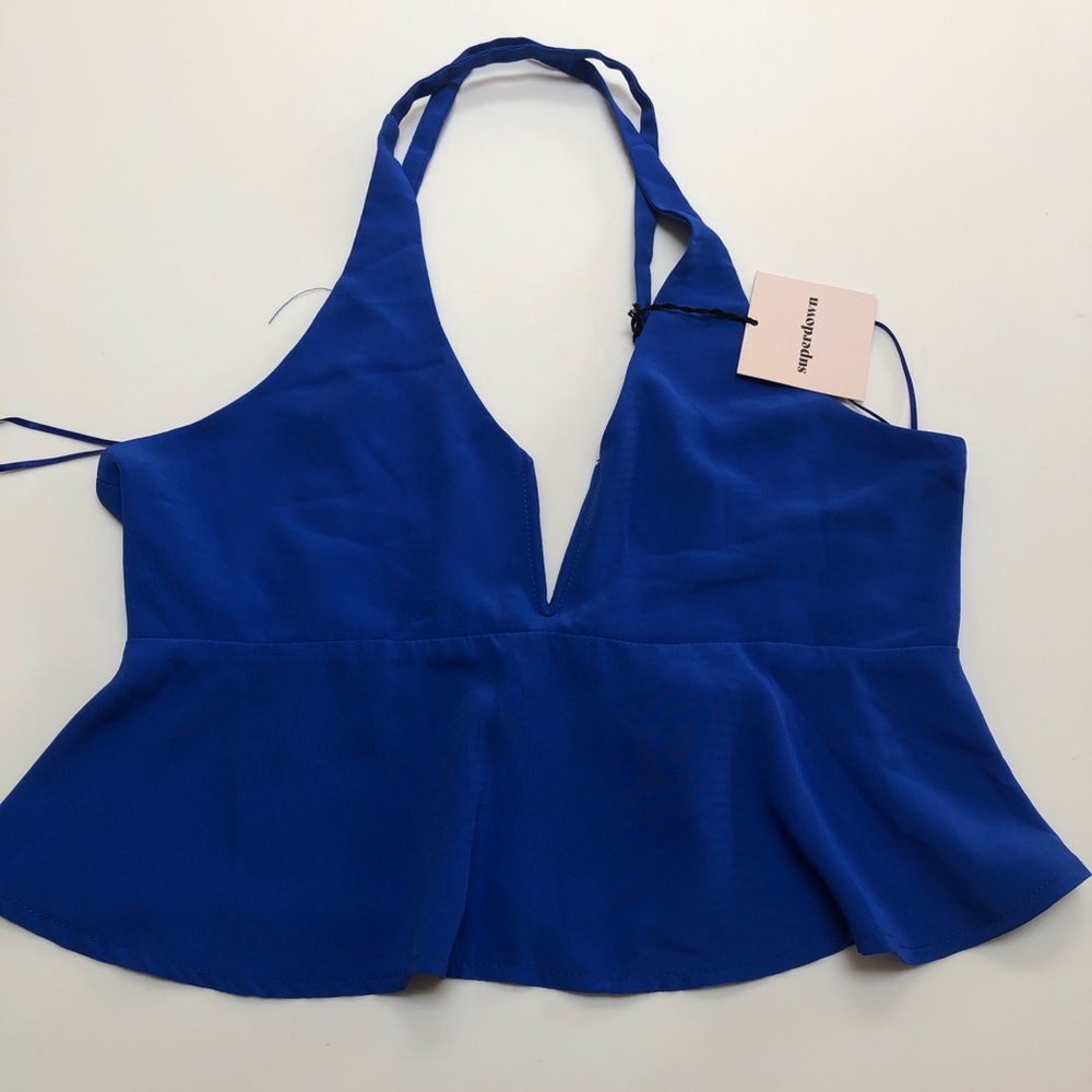 Blue crop top by super down Sz S